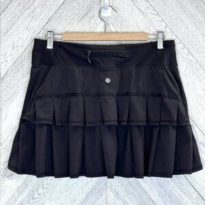 Lululemon Pace Setter Skirt Skort Solid Black Size 8 Tall Run Golf Tennis
